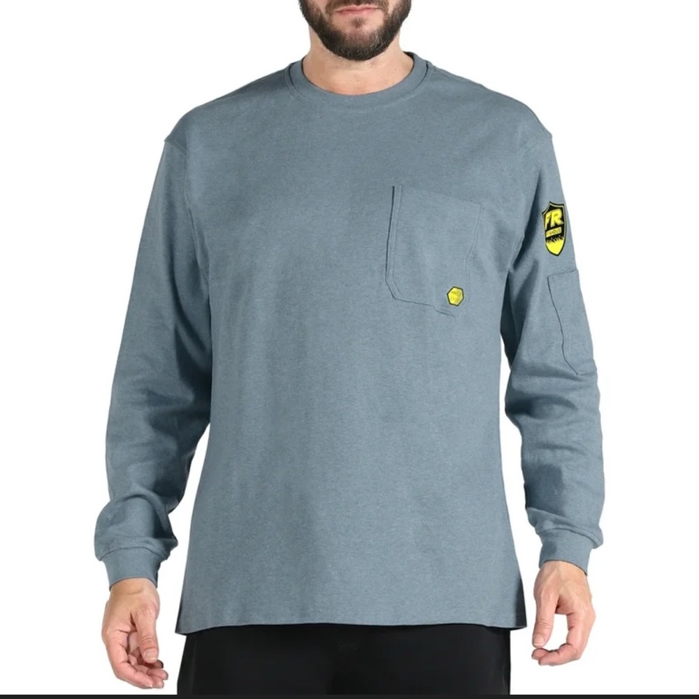 Men's Blue FR Long Sleeve Tee with Pocket